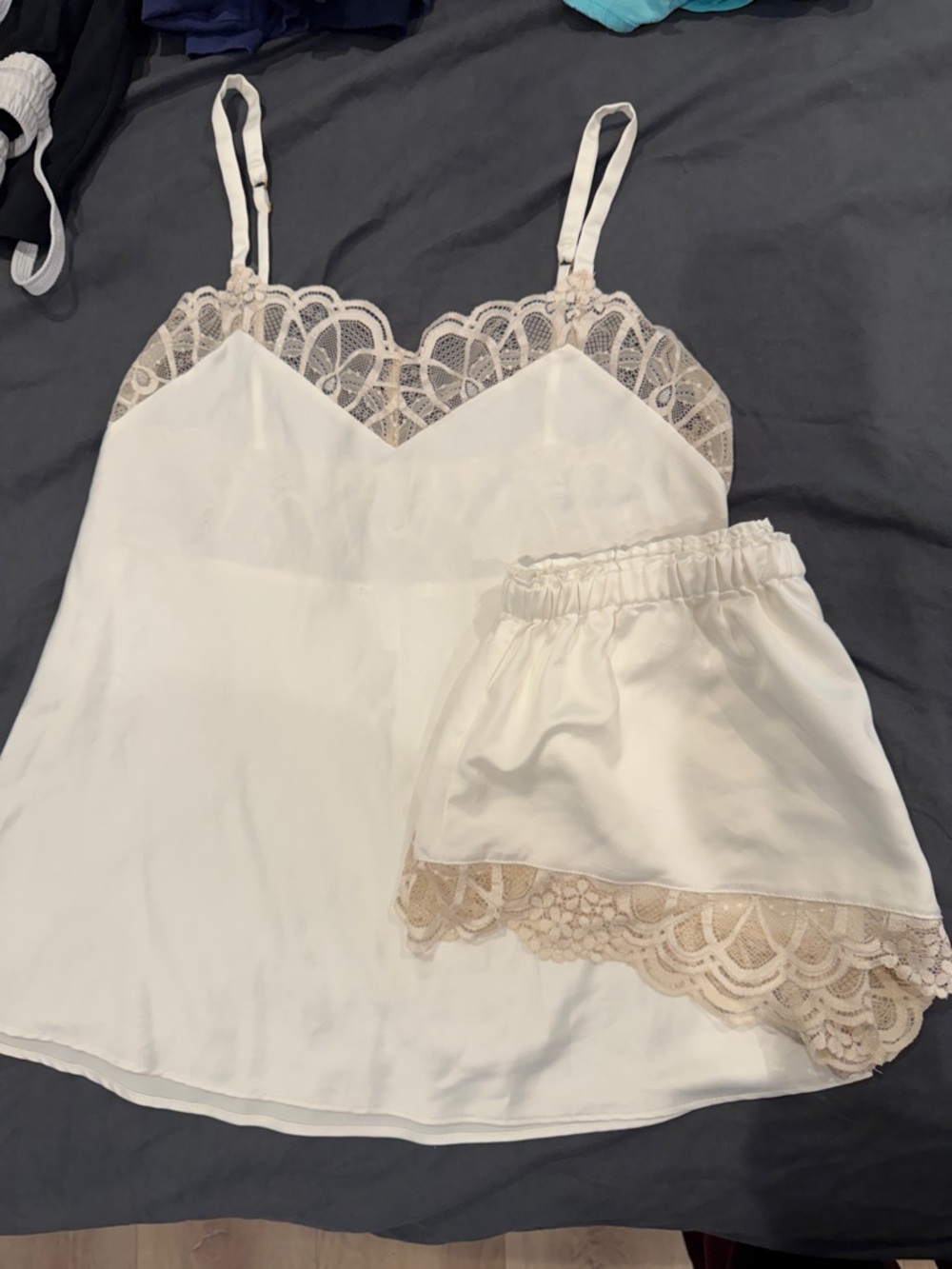 Flora Nikrooz Ivory Lace-Trim Cami & Short Sleep Set